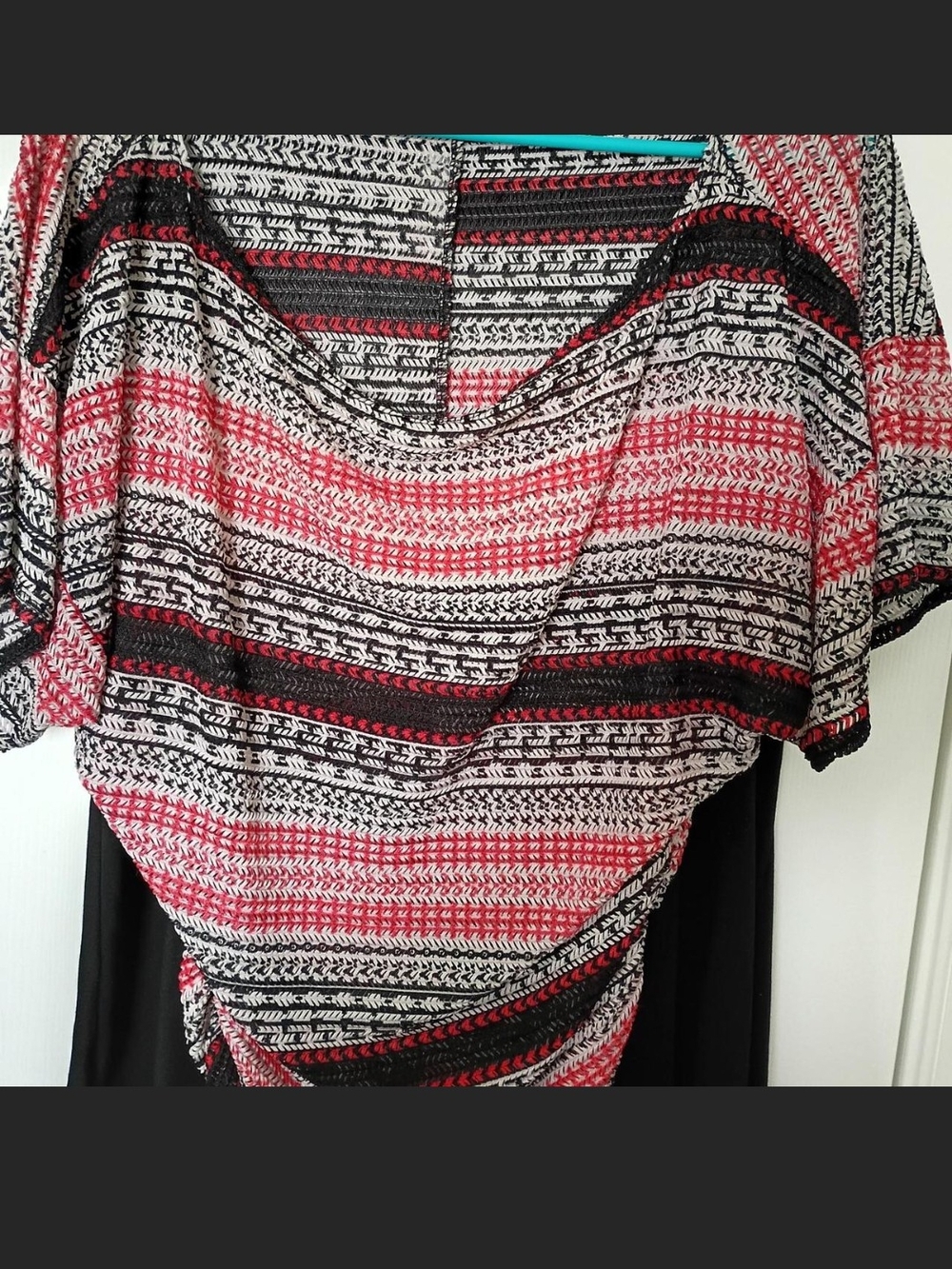 Body Central Red, Black & White Stripe Knit Tunic